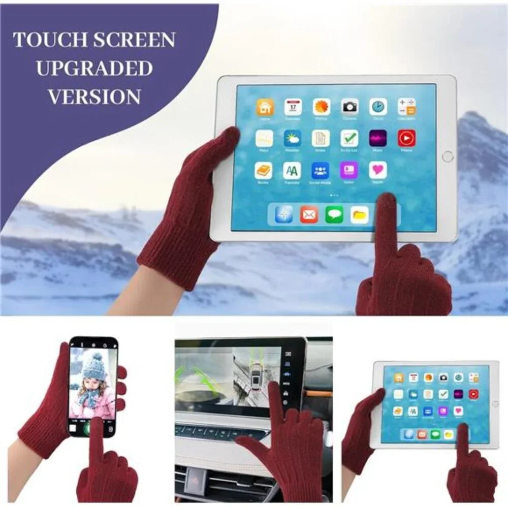 4 Pairs Winter Gloves Women Men Cold Weather Valentines